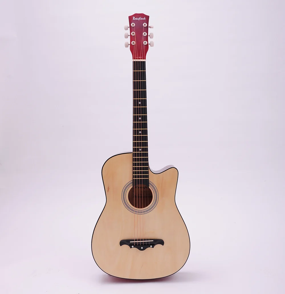 wooden 38 дюймов Акустическая гитара для начинающих наборы с Капо медиаторами 6 струн гитара липа 13 цветов Музыкальные инструменты AGT166 - Цвет: wooden