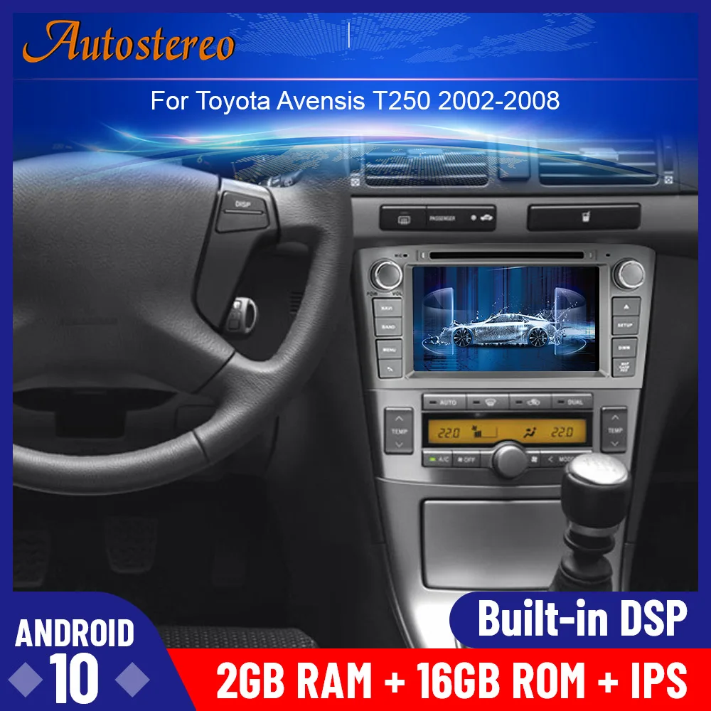 IPS Android 10 0 4 + 64 ГБ Автомобильный dvd-плеер для Toyota Avensis 2002-2008 T250 GPS навигация