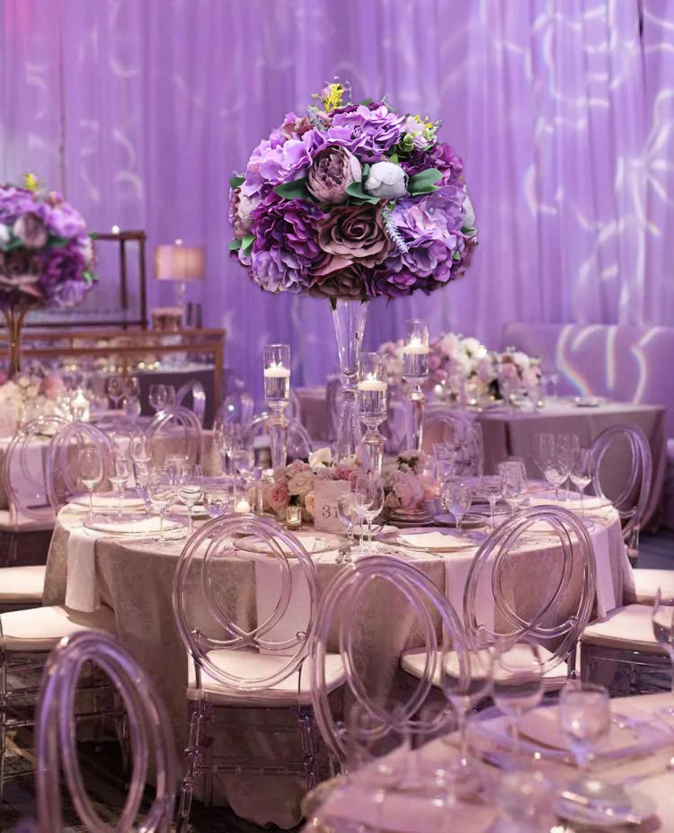 Dark purple centerpiece, dark purple with lavender floral centerpiece