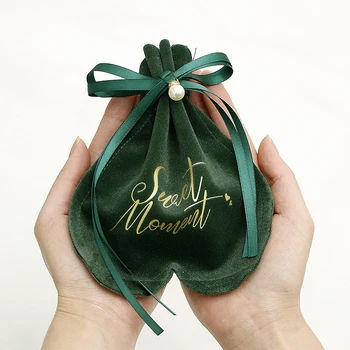 

50Pcs Retro Green Wedding Candy Bag Sweet Moment Birthday Party Hand Gift Bags Baby Shower Pink Red Blue Gift Box Bags 13cmx16cm