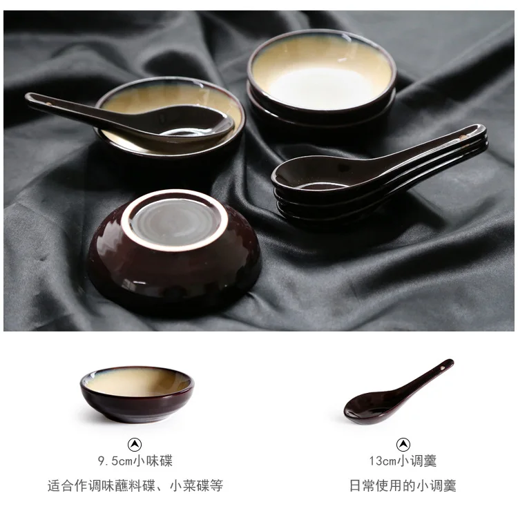 Korean Ceramic Tableware Set Creative Hand-painted Rice Soup Bowl Salad Big Bowl Main Meal Steak Bread Plate Dessert Dish