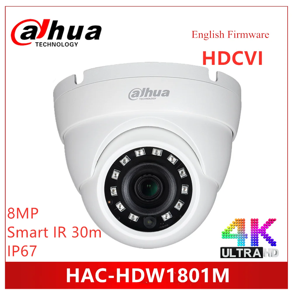 

Dahua 4K HDCVI IR Eyeball Camera Smart IR 30m Waterproof IP67 Indoor and Outdoor DC12V Security Camera HAC-HDW1801M HDCVI Camera