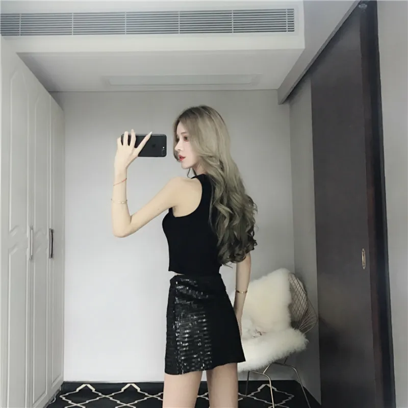 Ulzzang уличный стиль сексуальный укороченный Топ тонкие женские Бюстье Топ летняя корейская мода белого цвета с надписью чёрные майки для женщин