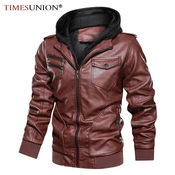 

Leather Jacket Men's Jacket Motorcycle Hooded Pu Leather Jacket 2020 New Male Oblique Zipper European size jaqueta couro