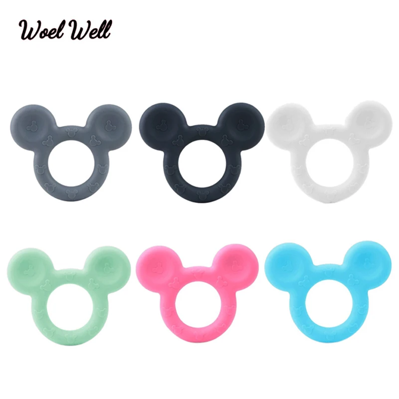 Teething Toys Mickey Silicone Baby Ring Goods Gift Chewing Bpa-Free Infant DIY Cute 10pcs
