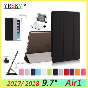 

New Case For iPad 9.7 2017 2018 6th 5th generation Cover,Transparent shell Smart sleep wake up PU Leather Cover For iPad Air1