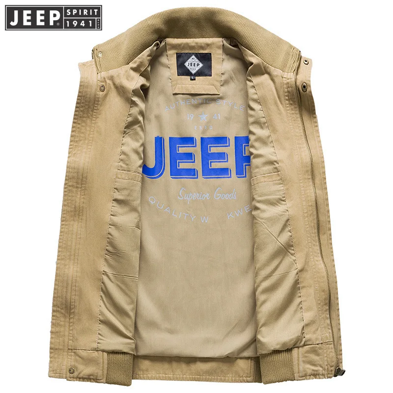 JEEP SPIRIT осень мужские куртки и пальто Военная Повседневная Хлопковая мужская куртка-бомбер рукав на резинке пальто Мужская chaqueta hombre