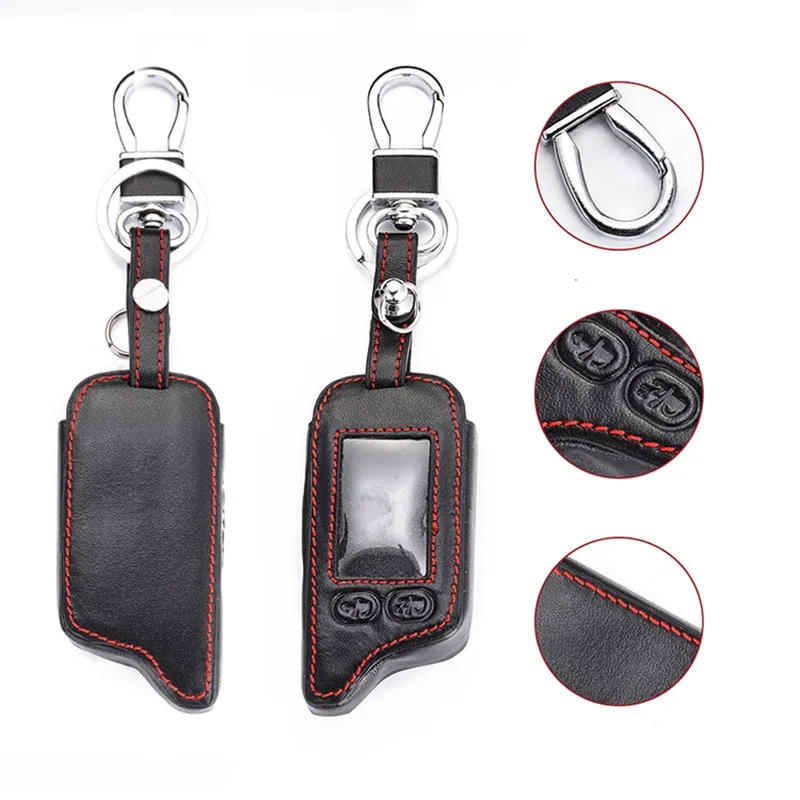 Key Case Cover Key Case Remote Control Case Cover Leather car Key Case For Tomahawk TZ-9010 SL-950 TZ-9030 TZ9031 TZ 9010 Car Burglar Alarm LCD Keychain Remote Control Cover