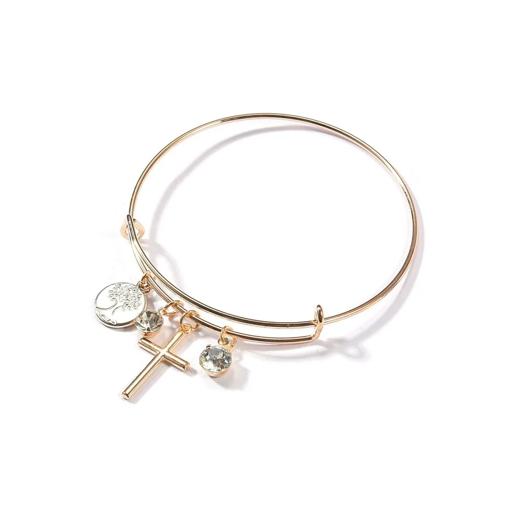 Модные Ручные ювелирные изделия Древо жизни Крест Стразы браслет женский экологический сплав браслет с гальваническим покрытием