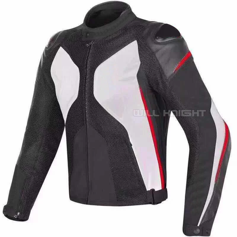 Dain Super Rider D-dry Jacket Motorbike Motorcycle Protection Riding Bike Leather Mesh Men's Jacket - Цвет: Black White Red