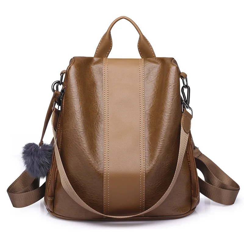 Новинка, Модный водонепроницаемый Повседневный женский рюкзак, кошелек, Противоугонный рюкзак, Mochila Feminina, школьная сумка на плечо для девочек-подростков - Цвет: Leather Brown
