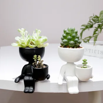 

Nordic Humanoid Ceramic Flower Pot Plant Pot Creative Craft Garden Planter Flowerpot Vase Home Decoration Birthday Gift Cute