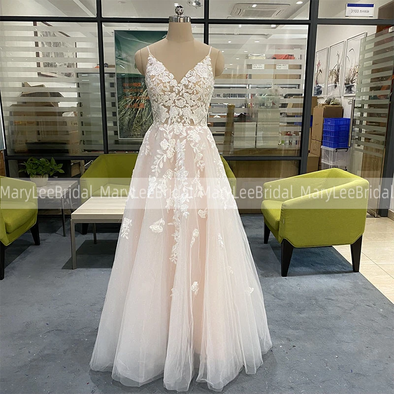 vestidos elegantes de estilo bohemio playa, vestido de novia con lentejuelas, apliques florales, finos, ilusión, espalda descubierta,vestidos de novia para boda civil|Vestidos de novia| - AliExpress