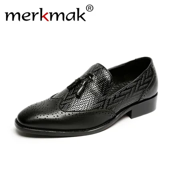 

Merkmak Dress Shoes Man Tassel Loafers Leather Business Suit Shoes Pointed Toe Formal Oxfords Man Wedding Shoe Moccasins Men