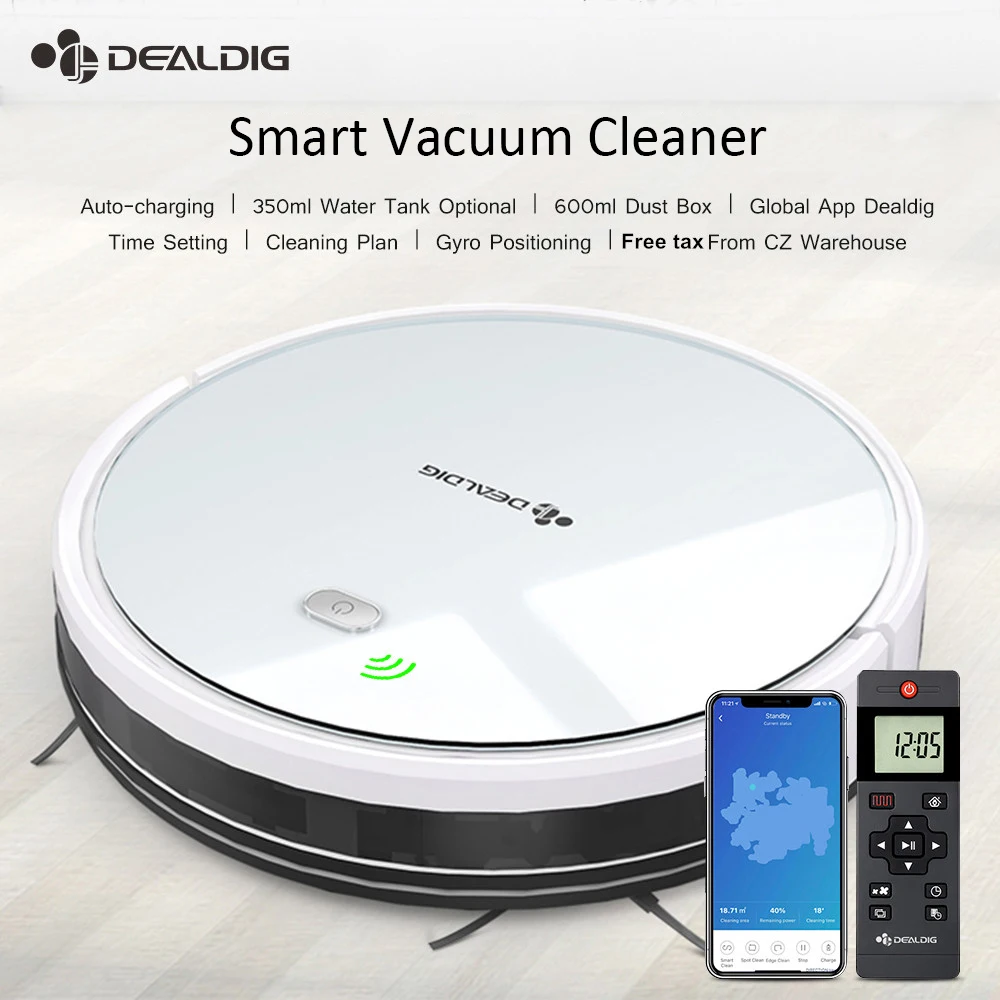 Tanie DEALDIG Robvacuum 8 odkurzacz robot 1800PASuction Aspirator ustawienie czasu 3 in1 sierść zwierząt domu suche mokre niewykorzystanych środków robot czyszczący