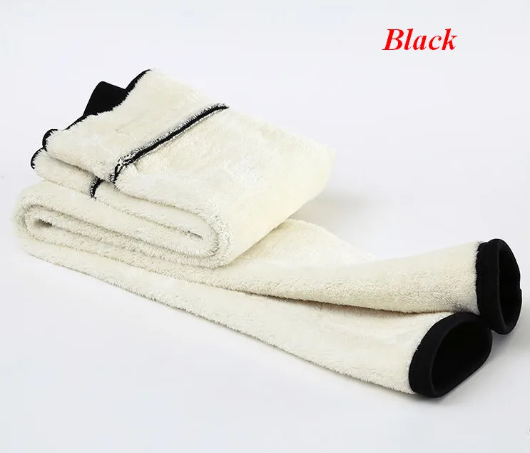 Pure Black Женские кашемировые леггинсы с эффектом пуш-ап, штаны для подтяжки, для зимы, хорошие эластичные, ouc588a - Цвет: Pure Black