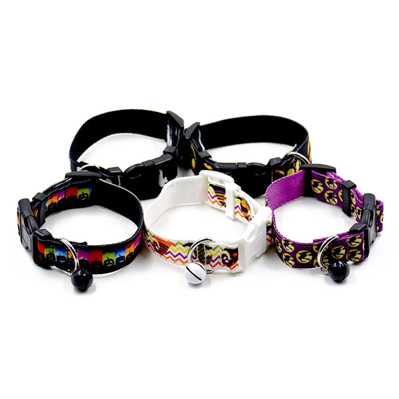 Регулируемые нейлоновые ошейники для собак, ошейники для домашних животных с колокольчиками, Очаровательное ожерелье, ошейник для маленьких собак, кошек, ошейники, товары для домашних животных на Хэллоуин