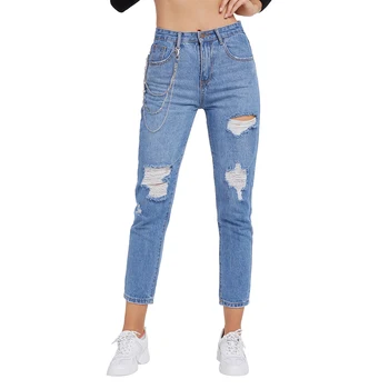 

No-sports slim hole cropped jeans