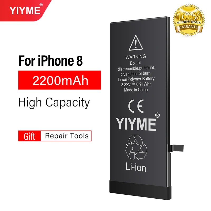 YIYME OEM запчасти телефона для iPhone 6 6s 7 8 высокомощный аккумулятор