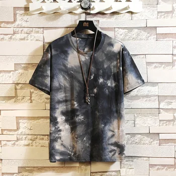 

Fashion Half Short Sleeves O NECK Print T-shirt Men's Cotton 2020 Summer Clothes TOP TEES Tshirt Plus Asian Size M-5X.