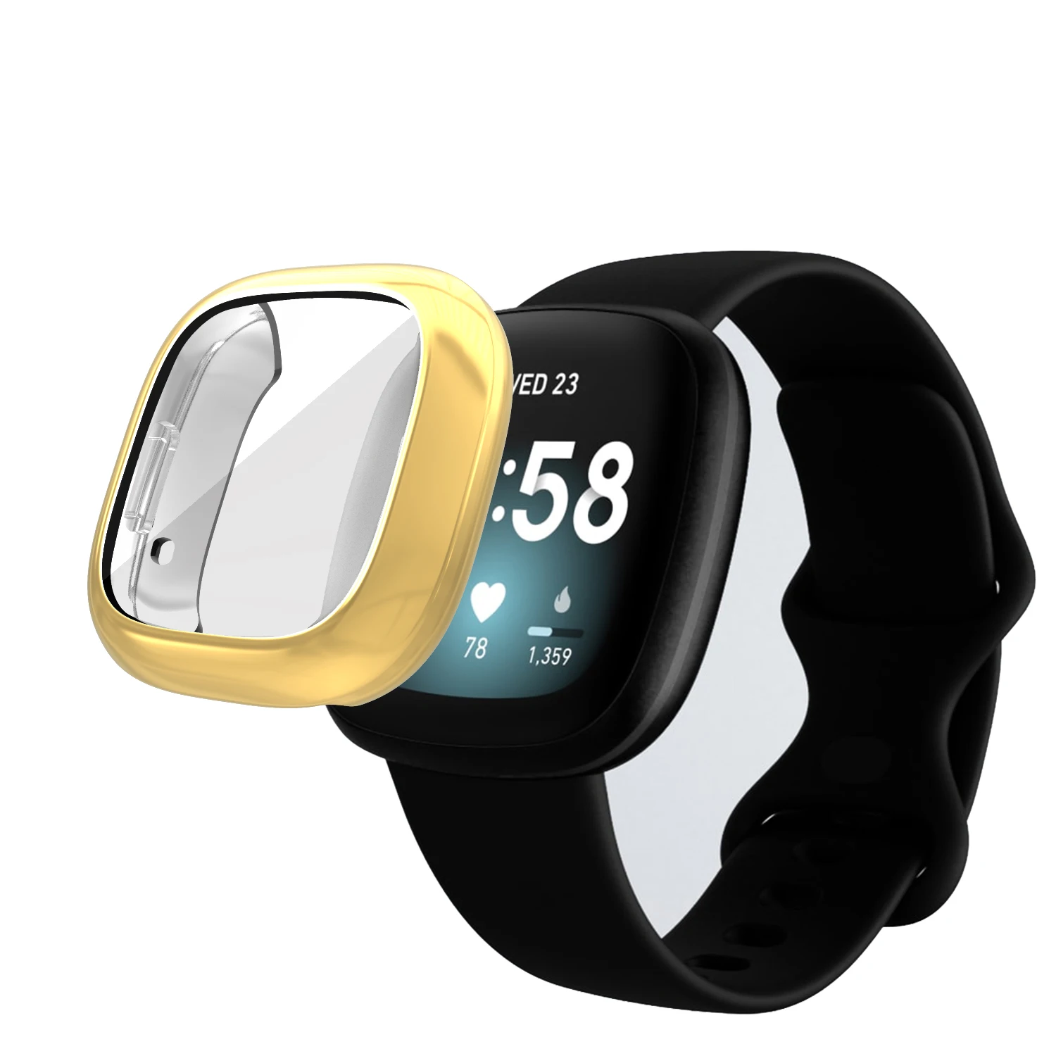 Schutzhülle für Fitbit Versa 3, weiche TPU-Vollbildschutzfolie für Fitbit Sense/Versa 3 Smart Watch Bumper Plating Shell – Detail 14
