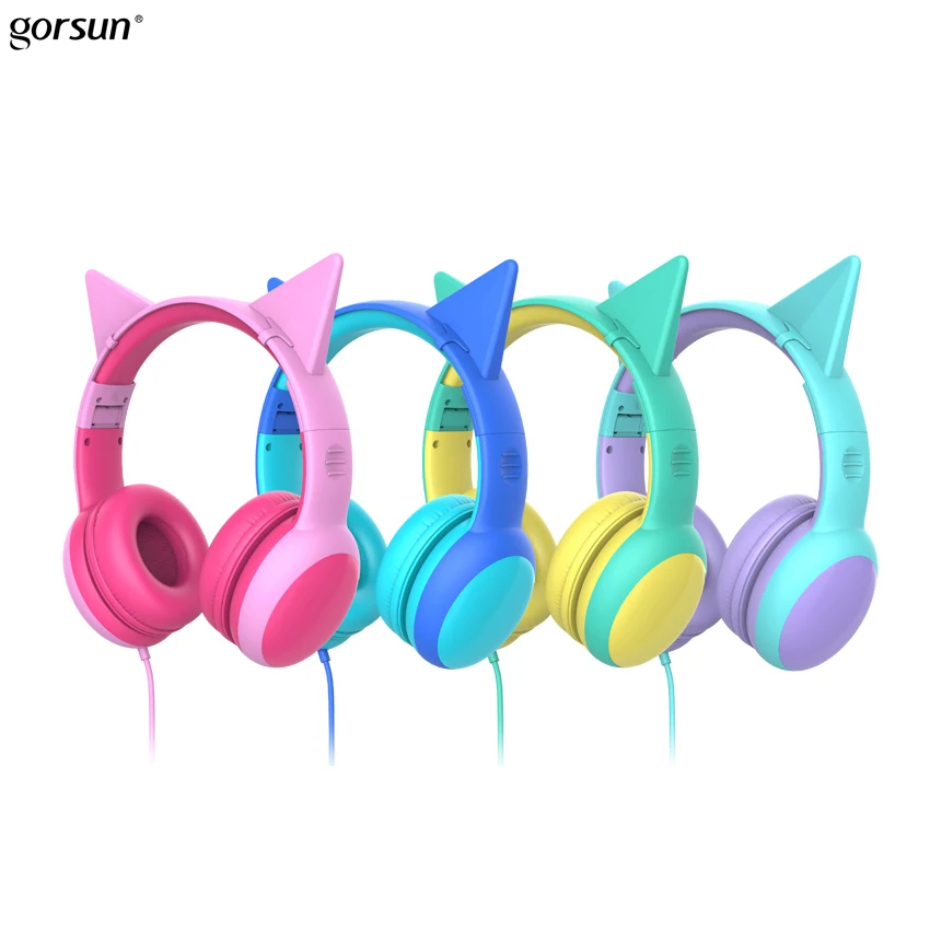

Gorsun Kids Headphones with limited volume, Children Headphone with decorative ears Ear, for boys and girls, Wired Headset