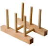 Dish Drain Rack Dinnerware Bamboo Wooden Kitchen Organizer Tray Plate Drying Shelf Wooden Book Cups Display Stand Drainer Holder 1