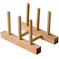 Dish Drain Rack Dinnerware Bamboo Wooden Kitchen Organizer Tray Plate Drying Shelf Wooden Book Cups Display Stand Drainer Holder 1