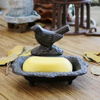 Vintage Black Cast Iron Bird Soap Dish With Three Standing Feet Country Accent Rough Handmade Tabletop Mini Metal Storage Holder 1