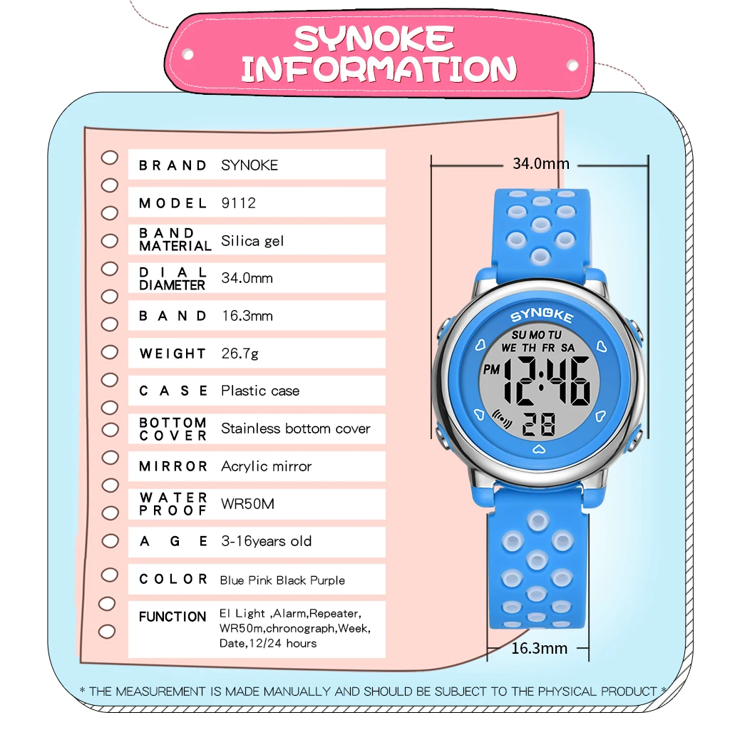 SYNOKE детские часы Красочные Модные студенческие часы полые силиконовые ремешок светящийся будильник 50 м водонепроницаемый детский подарок