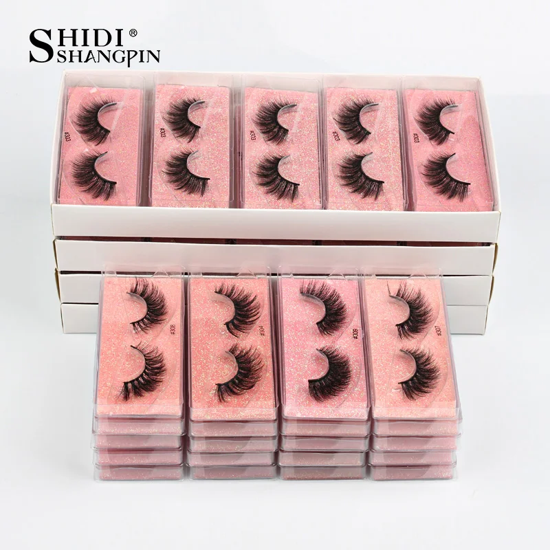SHIDISHANGPIN False Eyelashes Mink 25 mm Fluffy Fake Eyelashes Bulk Natural Eye Lashes Mink Eyelash Package Wholesale box