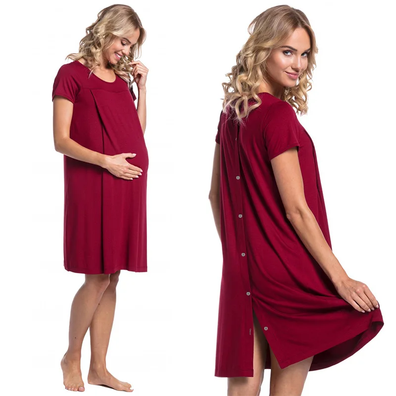 Новое платье для беременных для женщин, халат для кормящих женщин, короткий рукав, платье для кормления, подходит для детей в больницах Q0827