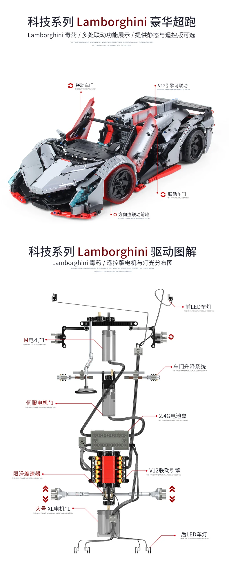 1003 Veneno Lamborghimis Roadster power function RC автомобиль строительные блоки кирпичи дети техника игрушки 20091 MOC 10559