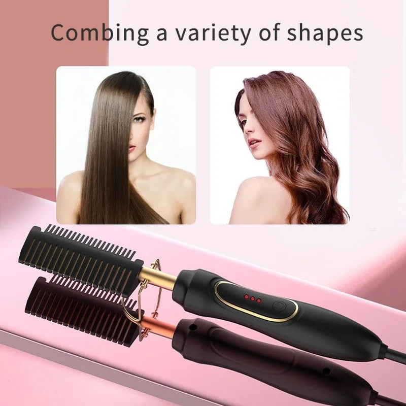 

Multifunctional Hair Straightener Brush Hot Heating Smooth Iron Comb Straightening Brush Corrugation Curling Iron Curler Comb