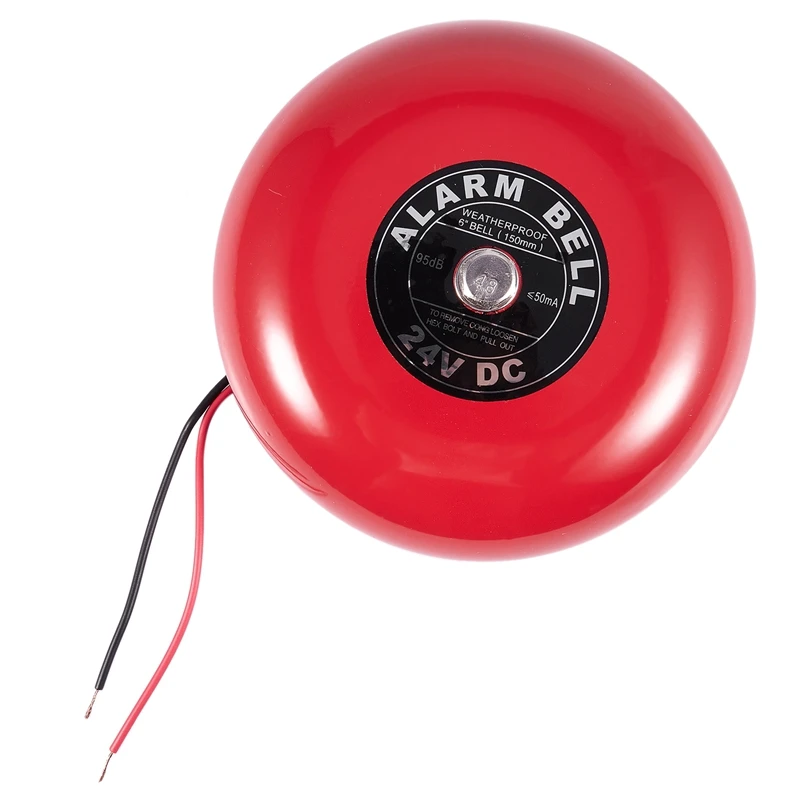 HHO-DC 24V 25mA 95db 150mm 6 "Диаметр металлический Электрический круглый сигнал тревоги красный