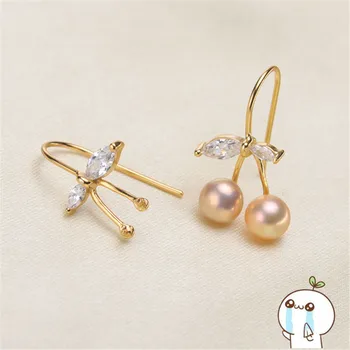 

HOT 925 Silver Plating Earrings Findings Stud Earrings Settings Mountings Parts Mounts For Pearl Jade Corals Stones Beads