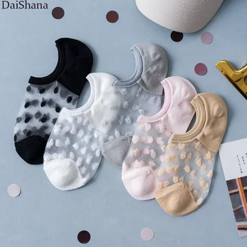 

5 Pairs Women Socks 2020 Spring New Fashion Ankle Female Breathable Thin Dot Socks Korean Style Invisible Funny Socks Girls Sox