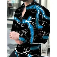 2021 nova moda masculina camisas turn down colarinho abotoado camisa casual impressão digital manga longa tops streetwear primavera outono