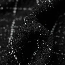 Черный клетчатый переплетение небольшой ароматный ветер твид осенняя одежда на заказ ткани