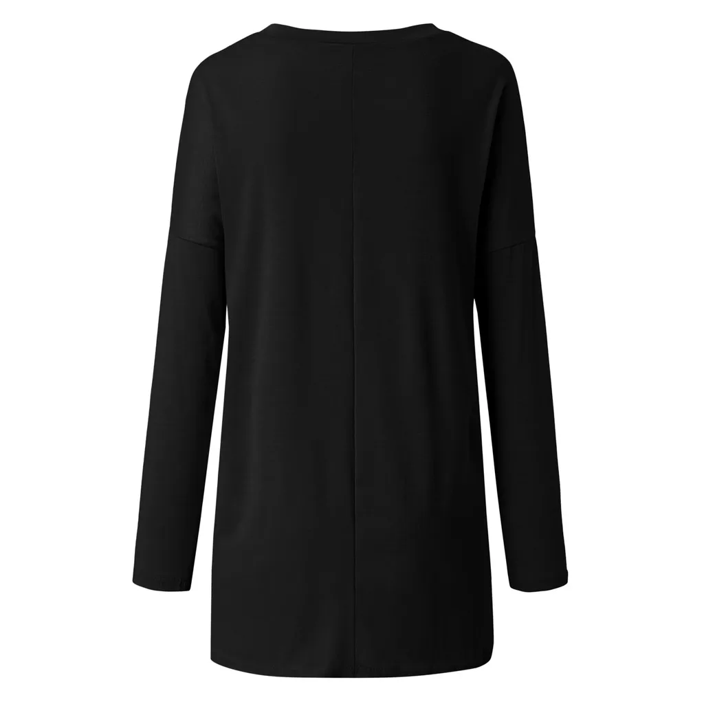 Женская зимняя однотонная блуза с круглым вырезом и длинным рукавом, повседневные пуловеры, топы, Прямая поставка, Зимняя мода, Ретро стиль, размер США