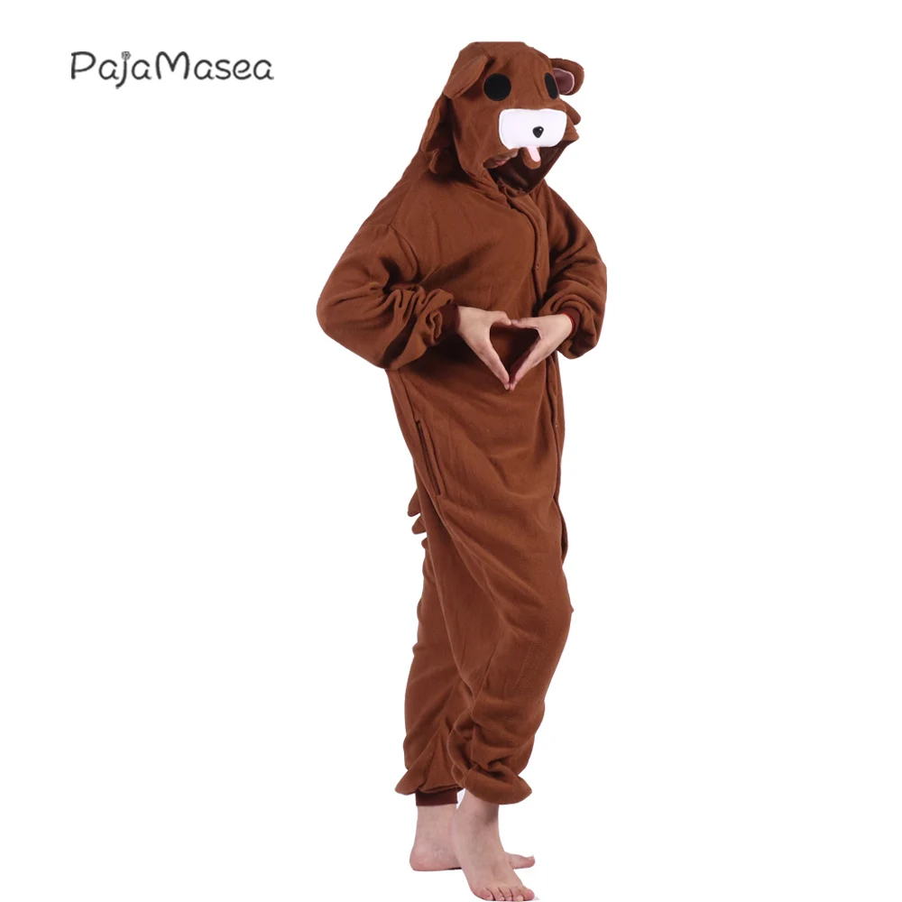 Extra Large180-200cm Bear Onesie Adults Men Animal Fleece Pajama Women Halloween Cosplay Costume Brown Raccoon Kigurumi