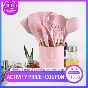

12PCS Silicone Kitchenware Cooking Utensils Set Heat Resistant Kitchen Non-Stick Cooking Utensils Baking Tools With Storage Box