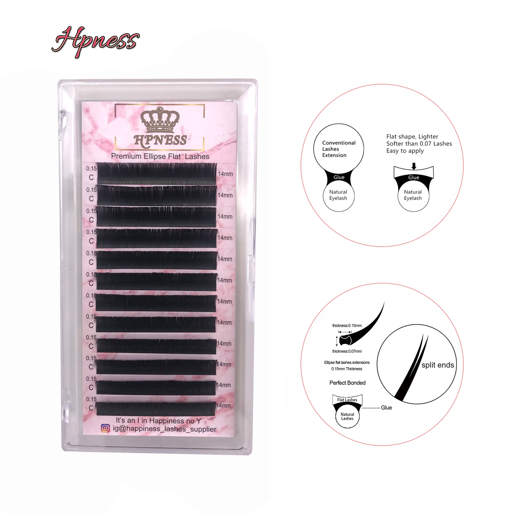 

New Styles Ellipse Flat Eyelashes Extensions Split Tips Ellipse Shaped Natural Light Soft Silk False Ellipse Eyelashes