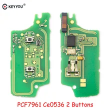 KEYYOU-placa de circuito electrónico de llave de coche, dispositivo remoto de 2 botones para Peugeot 307, 308, 408, 407, 207, Citroen C2, C3, C4, PICASSO, CE0536