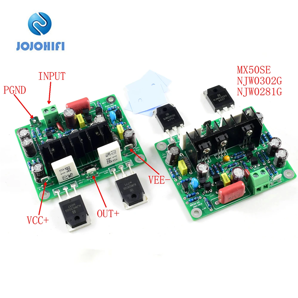 MX50 SE ONSEMI NJW0302G/0281G Version DIY KITS/Finished Board Dual Channel Power Amplifiers Board Two Boards w/insulation sheet pcb board drv134pa high performance dual channel single ended to balance finished board 63 63mm second version
