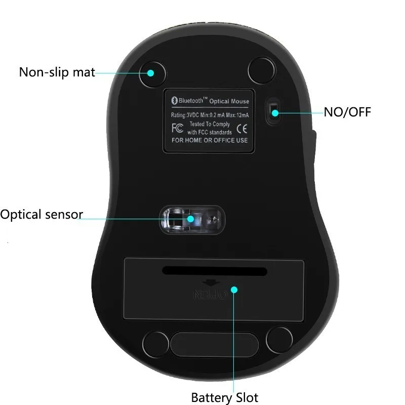 Wireless Bluetooth Computer Mouse Optical Ergonomic USB Mouse 3D 5 Buttons Adjustable 1600DPI Mini Computer Mice For PC Laptop