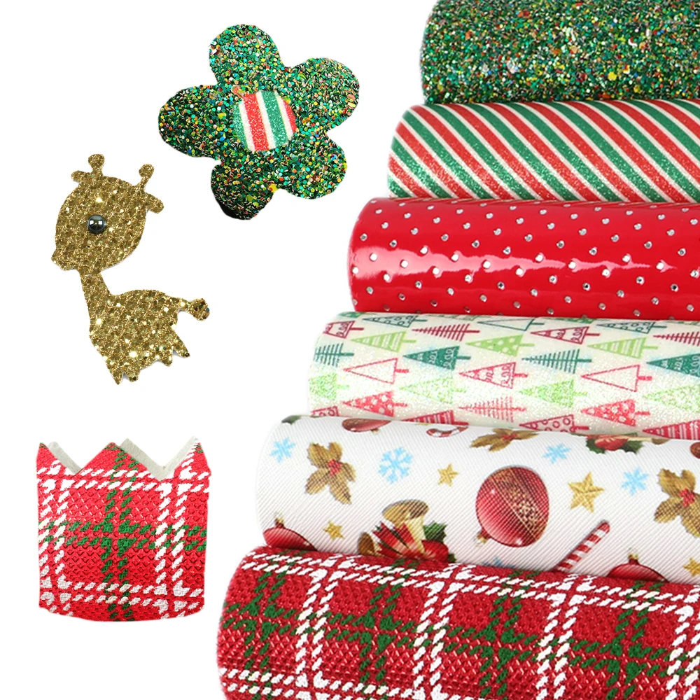 6 шт./компл. 20*34 см 20*34 см Merry Christmas печатных искусственная Синтетическая кожа простыни набор виниловая ткань материалы для поделок DIY, 1Yc7882