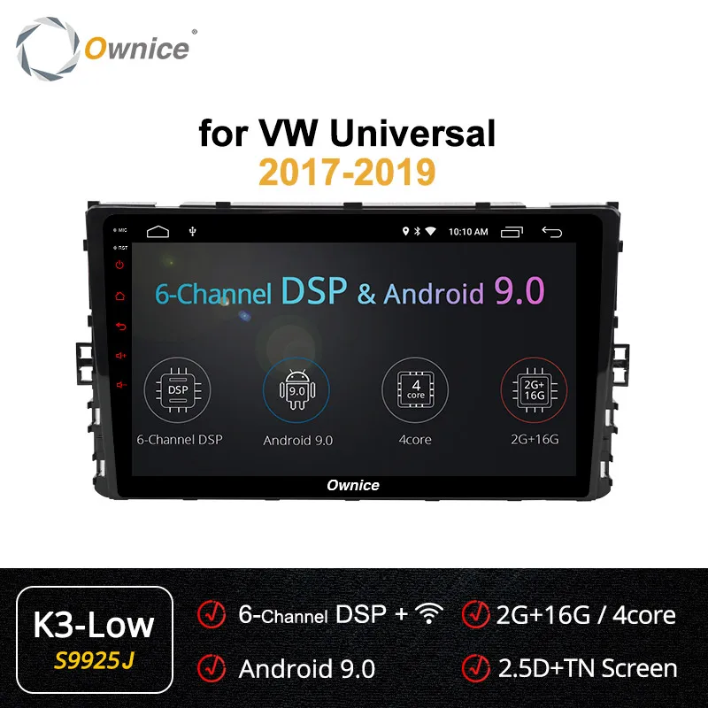 Ownice k3 k5 k6 автомобиля Автомобильный DVD проигрыватель для Golf PASSAT Tiguan ПОЛО Jetta Arteon радио gps 4 аппарат не привязан к оператору сотовой связи 8 сердечника DSP оптического волокна - Цвет: S9925 K3 LOW