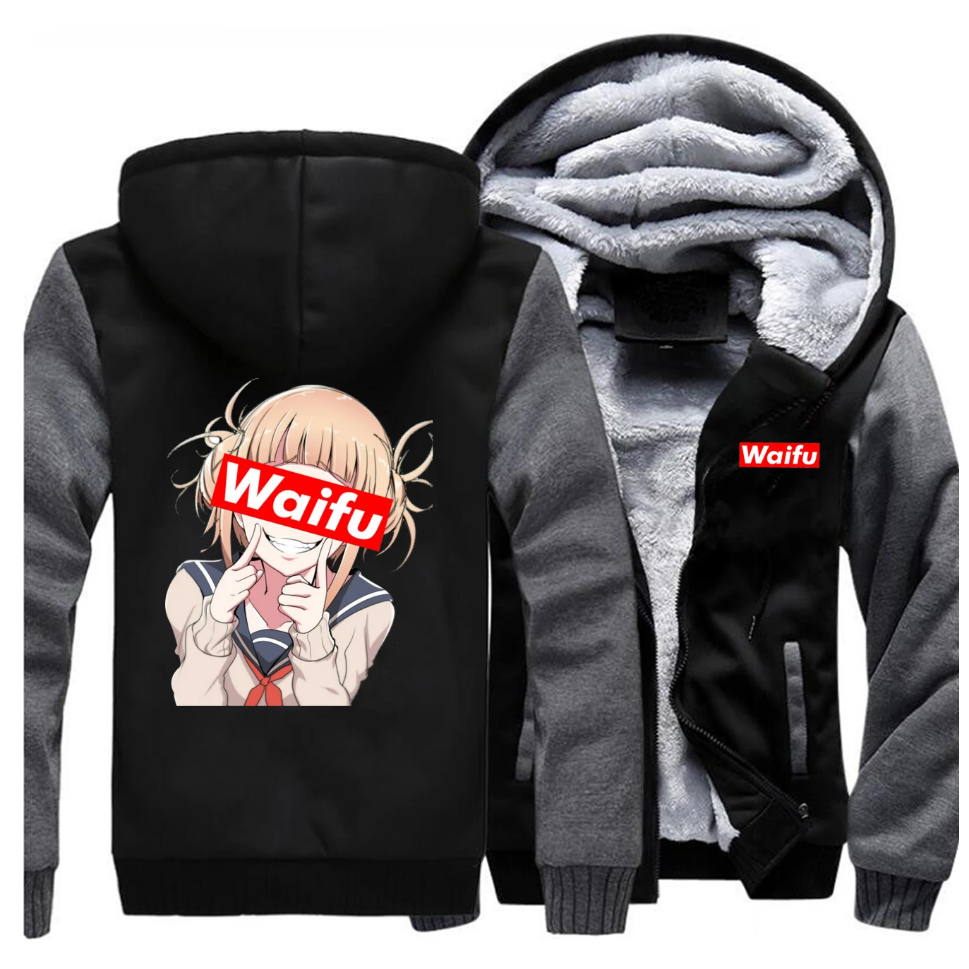Neko Girl Waifu Men Winter Jacket Fleece Thick Warm Mens Jackets