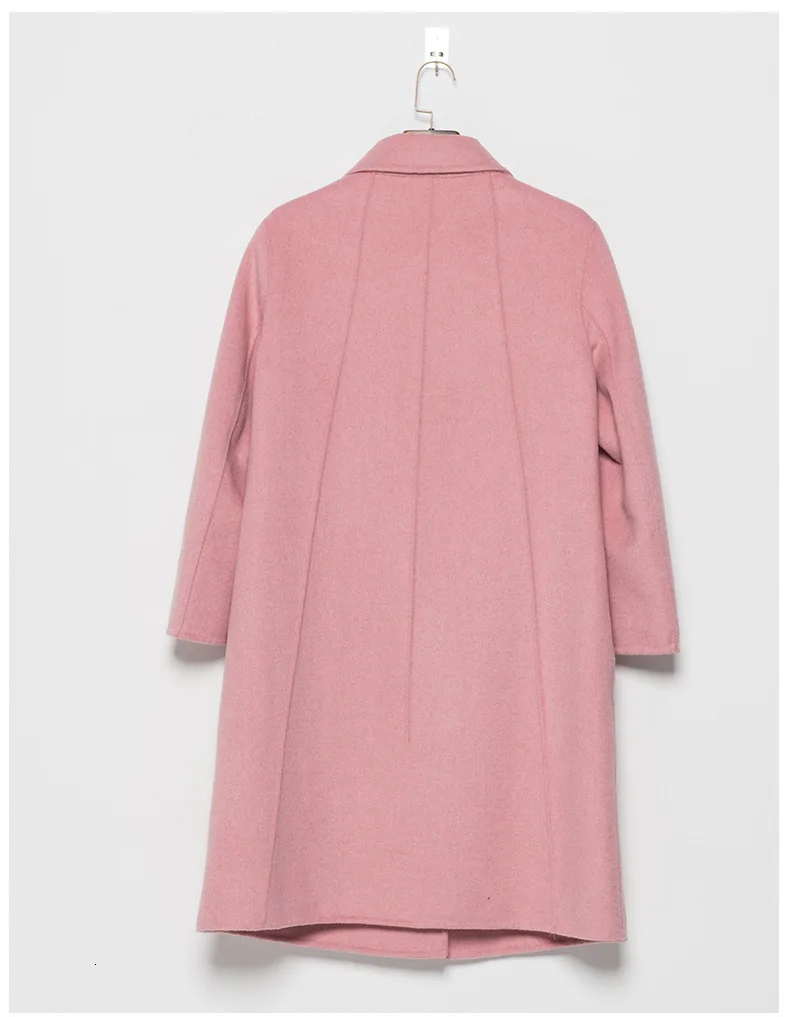 New Wool Coat Women Autumn Long Wool Jacket Pink Korean Coat Ladies Coats and Jackets Abrigos Mujer Elegante F9020